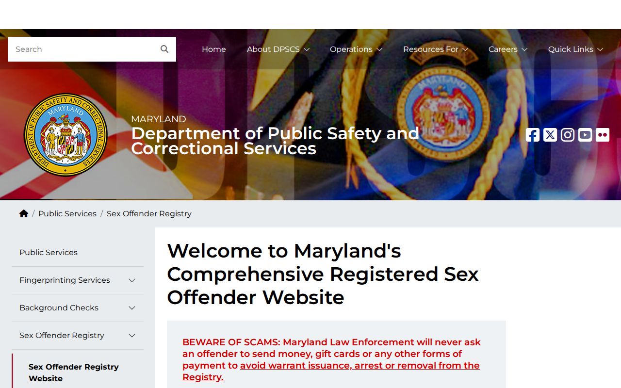 Ballenger Creek people search through the Maryland offender registry