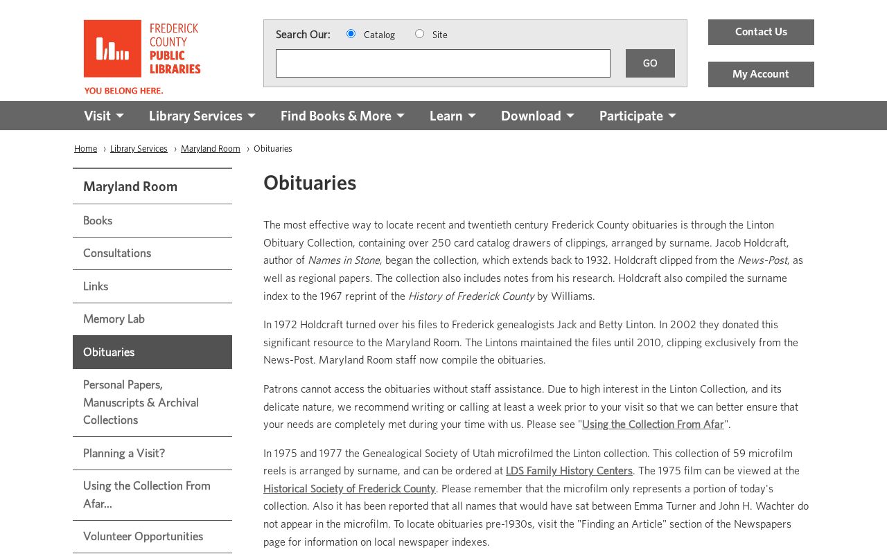 Ballenger Creek people directories source for Frederick County obituary name collections