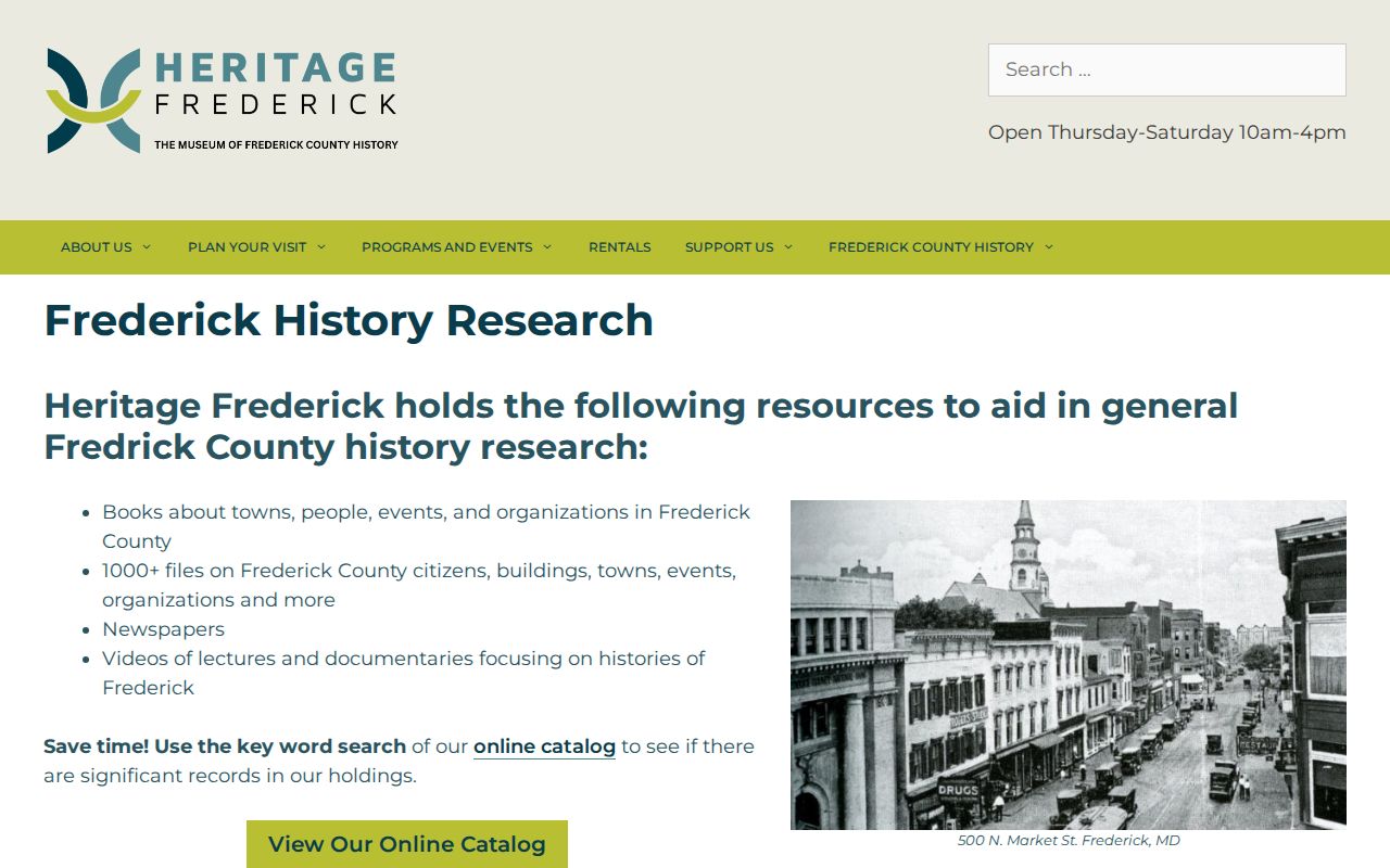 Ballenger Creek people directories screenshot of Heritage Frederick local research holdings