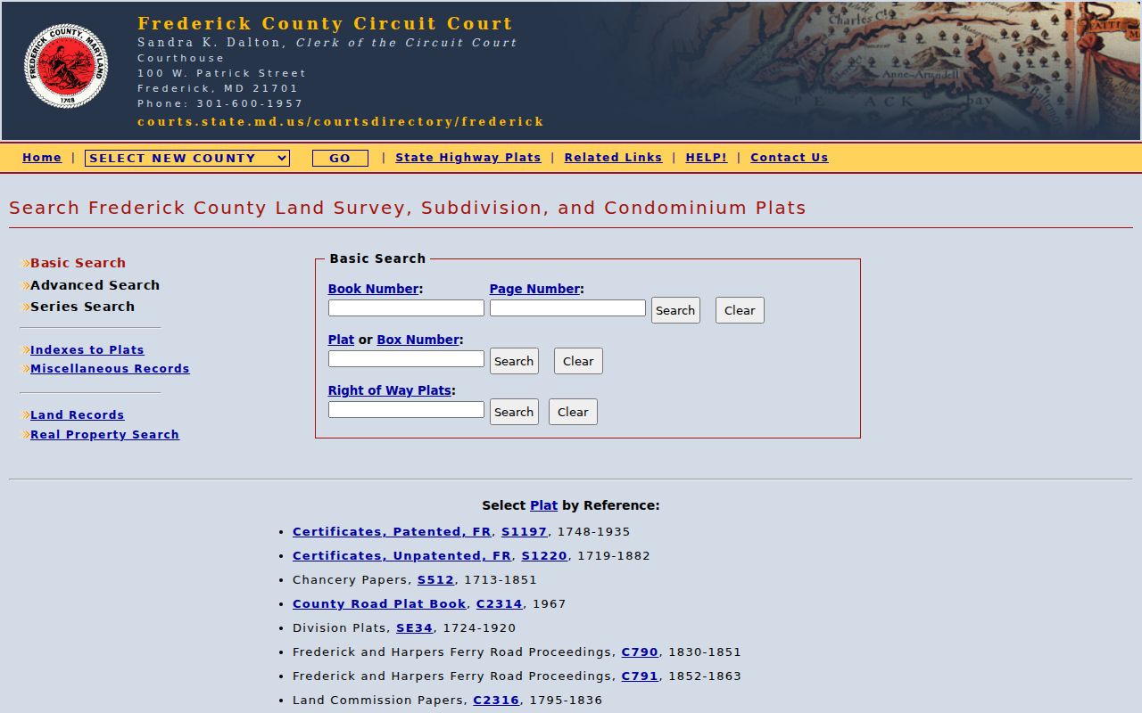 Ballenger Creek public records Frederick plat search
